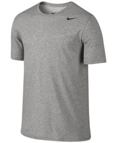 Shop Nike Men&#039;s Dri-fit Cotton Crew Neck T-shirt In Dark Grey Heather/black