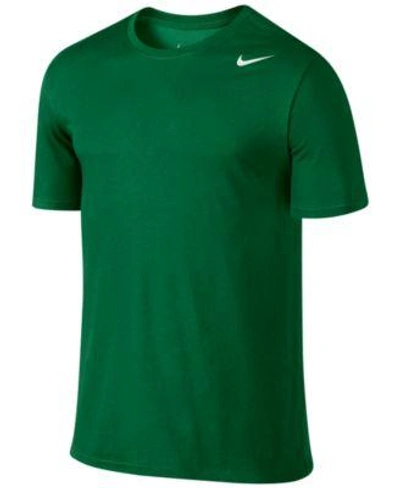 Shop Nike Men&#039;s Dri-fit Cotton Crew Neck T-shirt In Pine Green/white