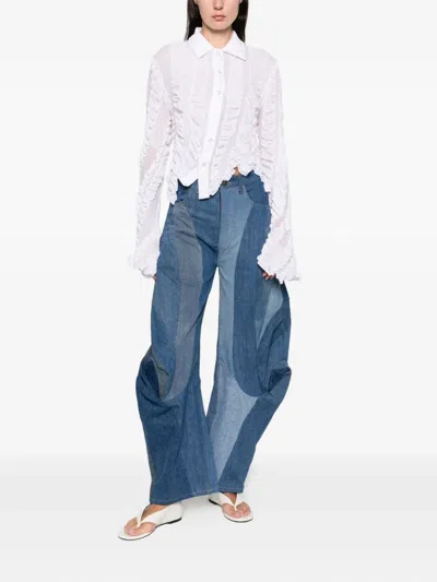 Anni Salonen Patchwork Ruffled Jeans In Multi