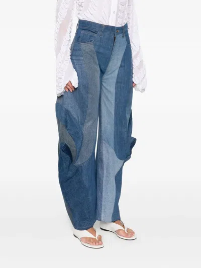 Anni Salonen Patchwork Ruffled Jeans In Multi