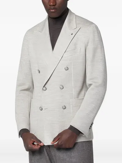 Tagliatore Double-breasted Tailored Wool Blend Jacket In Gray