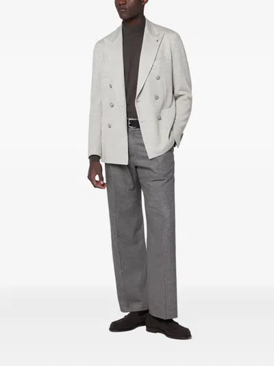 Tagliatore Double-breasted Tailored Wool Blend Jacket In Gray