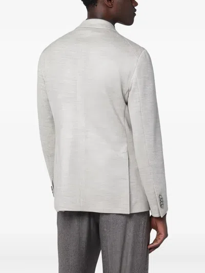 Tagliatore Double-breasted Tailored Wool Blend Jacket In Gray
