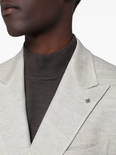 Tagliatore Double-breasted Tailored Wool Blend Jacket In Gray
