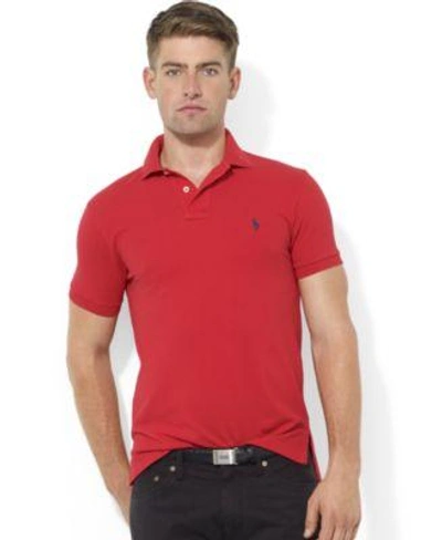 Shop Polo Ralph Lauren Men&#039;s Custom Fit Cotton Mesh Polo In Rl 2000 Red