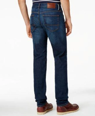 Shop Tommy Hilfiger Men&#039;s Slim-fit Stretch Noonan Dark Blue Wash Jeans In Dark Bright