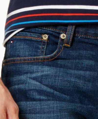 Shop Tommy Hilfiger Men&#039;s Slim-fit Stretch Noonan Dark Blue Wash Jeans In Dark Bright