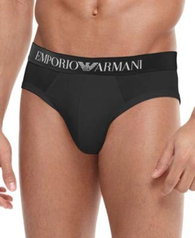 Shop Emporio Armani Men&#039;s Underwear, Stretch Cotton Brief In Black