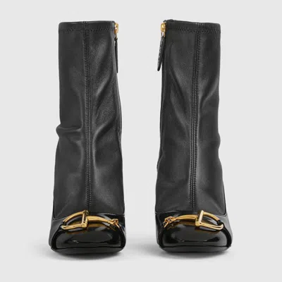 Gucci Heeled Ankle Boots With Horsebit In Black