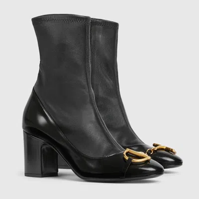 Gucci Heeled Ankle Boots With Horsebit In Black