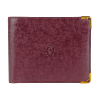Pre-owned Cartier Bordeaux Wine Red Leather Wallet (bi-fold) () In Burgundy