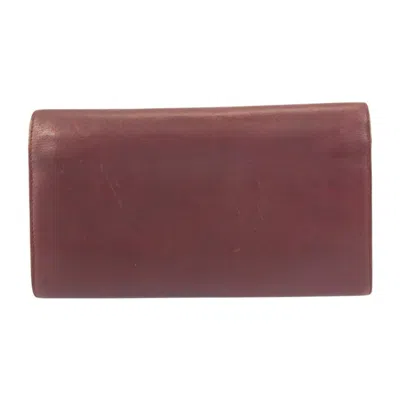 Pre-owned Cartier Bordeaux Leather Long Wallet (bi-fold) () In Burgundy