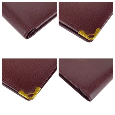 Pre-owned Cartier Bordeaux Wine Red Leather Wallet (bi-fold) () In Burgundy