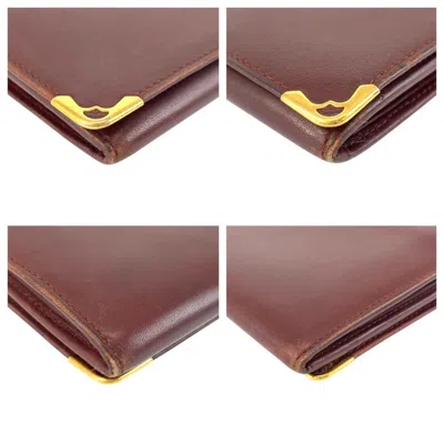 Pre-owned Cartier Bordeaux Leather Long Wallet (bi-fold) () In Burgundy