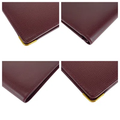 Pre-owned Cartier Bordeaux Wine Red Leather Wallet (bi-fold) () In Burgundy