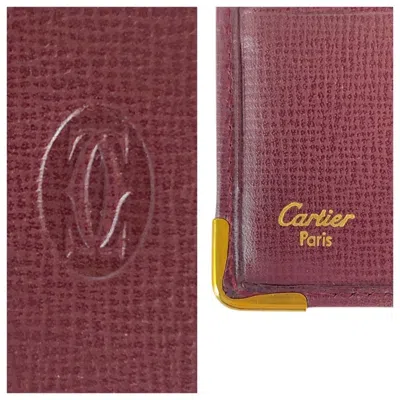 Pre-owned Cartier Bordeaux Wine Red Leather Wallet (bi-fold) () In Burgundy