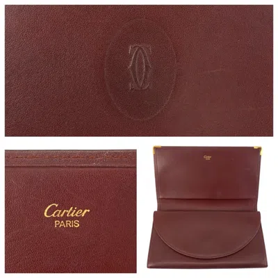 Pre-owned Cartier Bordeaux Leather Long Wallet (bi-fold) () In Burgundy