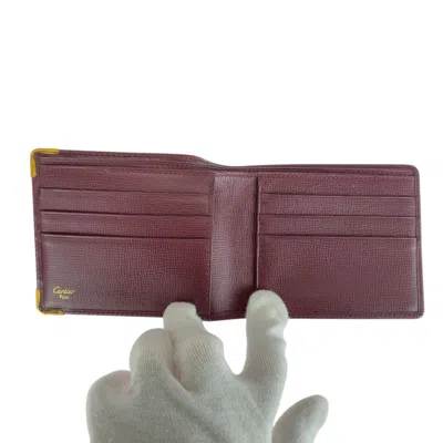 Pre-owned Cartier Bordeaux Wine Red Leather Wallet (bi-fold) () In Burgundy