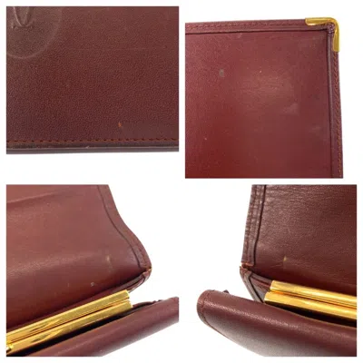 Pre-owned Cartier Bordeaux Leather Long Wallet (bi-fold) () In Burgundy