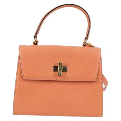 Pre-owned Celine Vintage Convertible Turnlock Top Handle Bag Leather Orange Leather Handbag ()