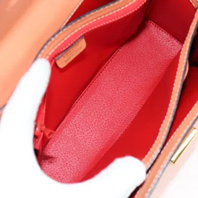 Pre-owned Celine Vintage Convertible Turnlock Top Handle Bag Leather Orange Leather Handbag ()