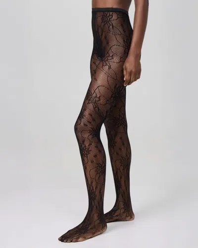 Veronica Beard Floral Lace Tights In Black
