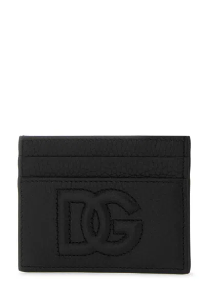 Dolce & Gabbana Men Black Card-holder With Quilted Logo In Leather Man