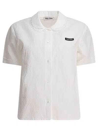 Miu Miu Cotton And Linen Shirt In White