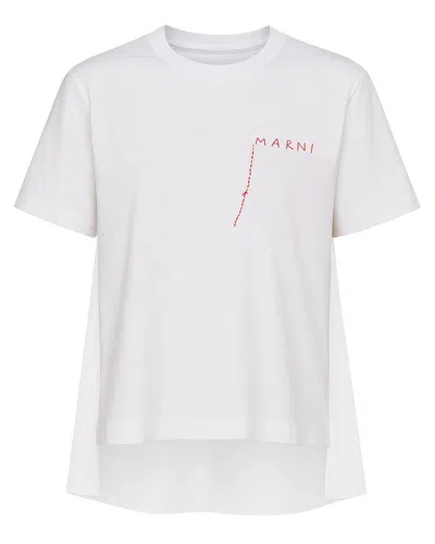 Marni Pocket Logo T-shirt In White