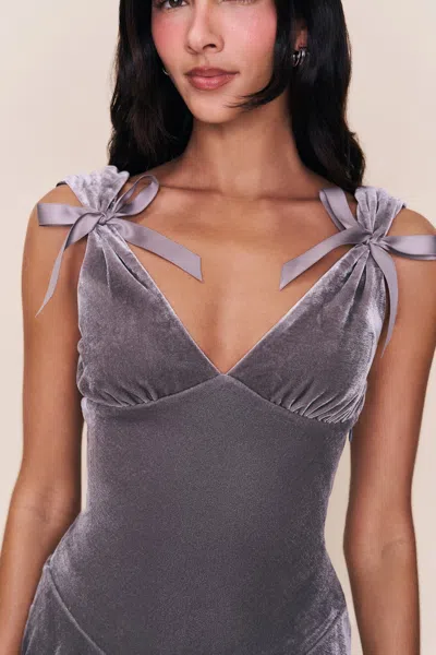 Danielle Guizio Ny Aria Velvet Mini Dress In Gray