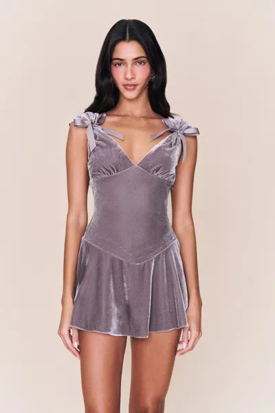 Danielle Guizio Ny Aria Velvet Mini Dress In Gray