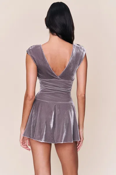 Danielle Guizio Ny Aria Velvet Mini Dress In Gray