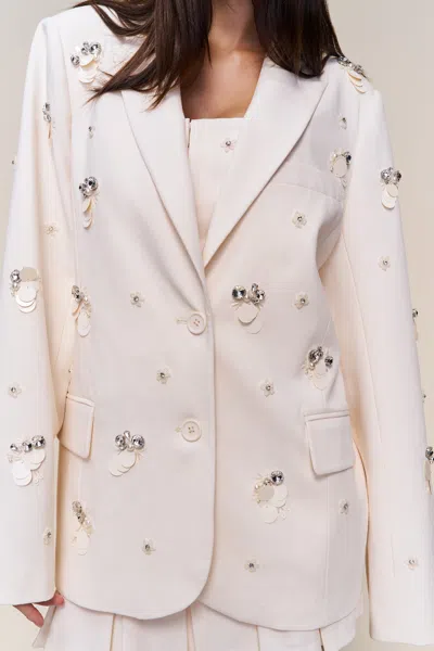 Danielle Guizio Ny Embellished Oversized Blazer In White