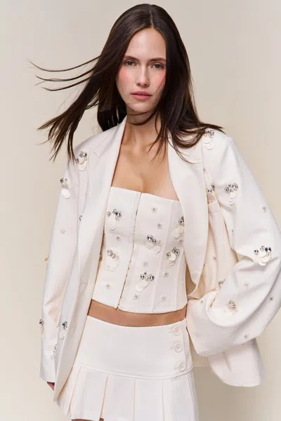 Danielle Guizio Ny Embellished Oversized Blazer In White