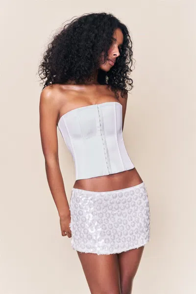 Danielle Guizio Ny Floral Paillette Mini Skirt In White