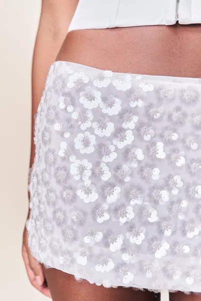 Danielle Guizio Ny Floral Paillette Mini Skirt In White
