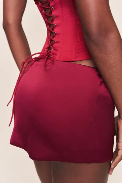 Danielle Guizio Ny Satin Mini Skirt In Burgundy