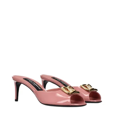 Dolce & Gabbana Pink Leather Stiletto Heel Sandals In Pink