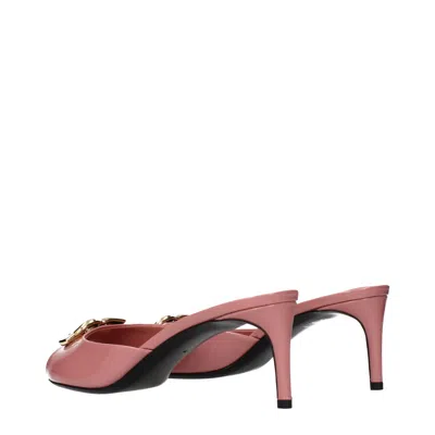 Dolce & Gabbana Pink Leather Stiletto Heel Sandals In Pink