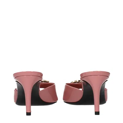 Dolce & Gabbana Pink Leather Stiletto Heel Sandals In Pink