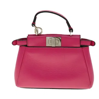 Pre-owned Fendi Peekaboo Bag Leather Pink Leather Handbag ()