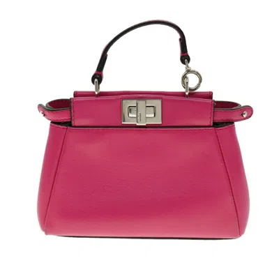 Pre-owned Fendi Peekaboo Bag Leather Pink Leather Handbag ()