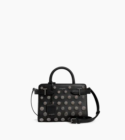 Le Tanneur Emilie Small Handbag In Smooth Leather With Studs In Black