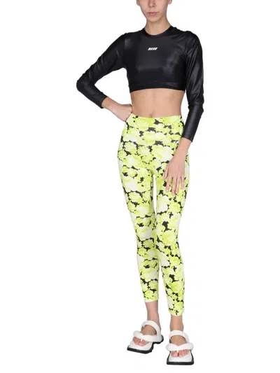 Msgm "active" Leggings In Green