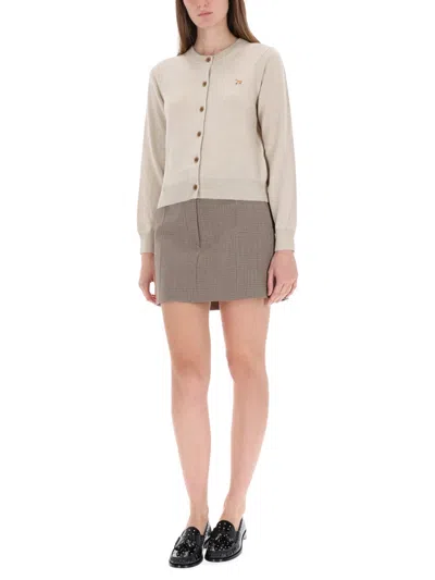 Maison Kitsuné Baby Fox Cardigan In White