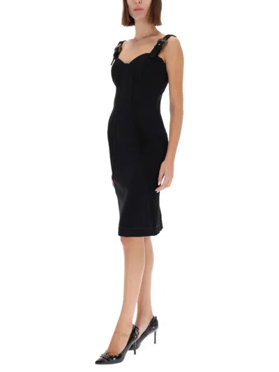 Versace Jeans Couture Tailored Knee-length Sleeveless Dress In Black