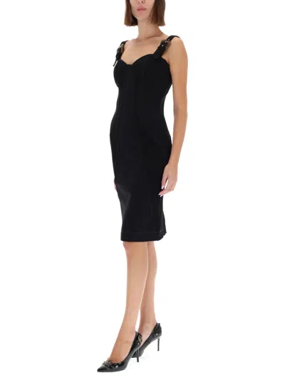 Versace Jeans Couture Tailored Knee-length Sleeveless Dress In Black