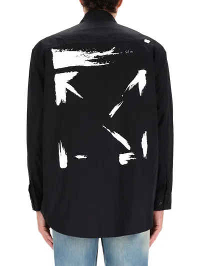 Off-white Graphic Print Shirt Chest Pocket In Black