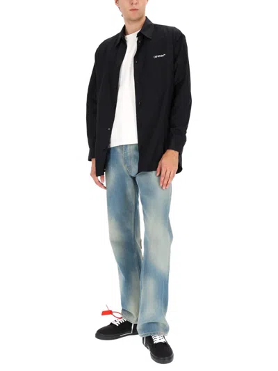 Off-white Graphic Print Shirt Chest Pocket In Black