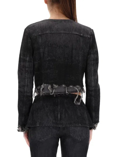 Diesel Jacket In Lasered Cotton-hemp Denim In Brown